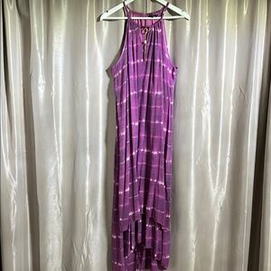 Mlle Gabrielle Purple and White High Low Sundress